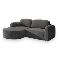 ECKSOFA AMILIA M L-S Grau Velours-Stoff mit Schlaffunktion - Grau, Holz (263/174cm) - MASSENO