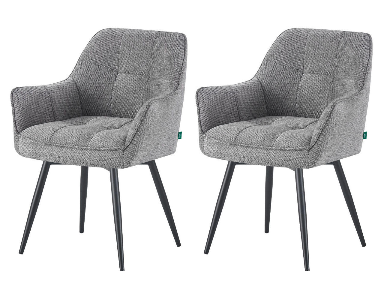 ESSZIMMERSTUHL THOMAS-LUNA 2er-Set 4-Fuss-Gestell - Schwarz/Grau, Textil (61/82/62cm) - DUBI Möbel