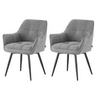 ESSZIMMERSTUHL THOMAS-LUNA 2er-Set 4-Fuss-Gestell - Schwarz/Grau, Textil (61/82/62cm) - DUBI Möbel