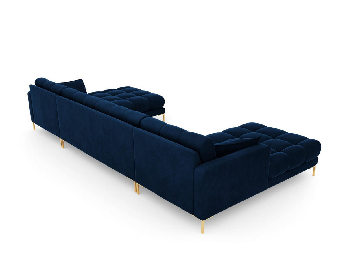 PANORAMASOFA Mamaia aus Samt königsblau 6 Sitzplätze - Blau, Textil (185/75/383cm) - Micadoni