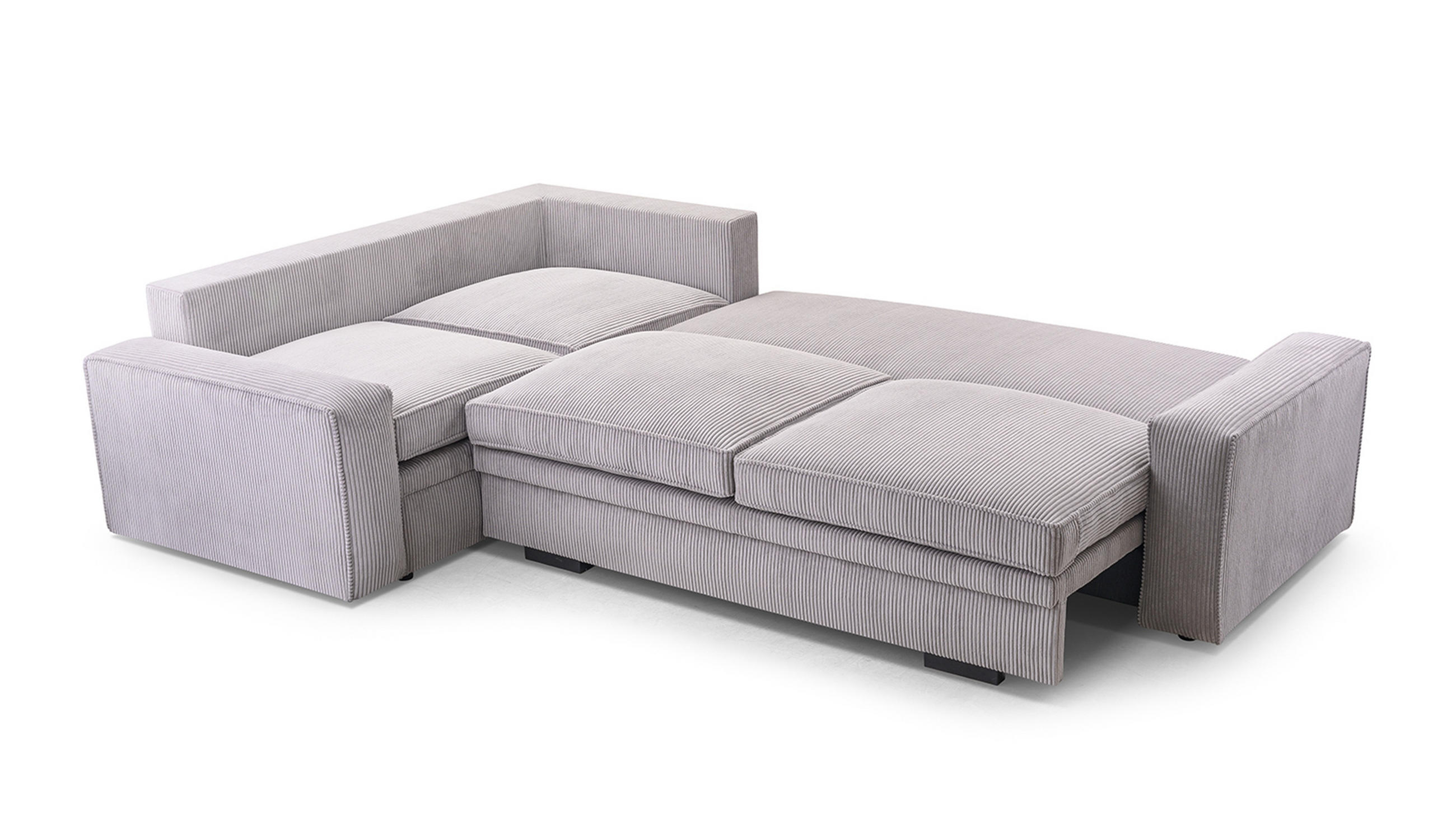 ECKSOFA L Form Treville Grau 296/196/94 cm – Links, mit Bettkasten und Schlaffunktion - Schwarz/Grau, Kunststoff/Textil (196/296cm) - AX Living