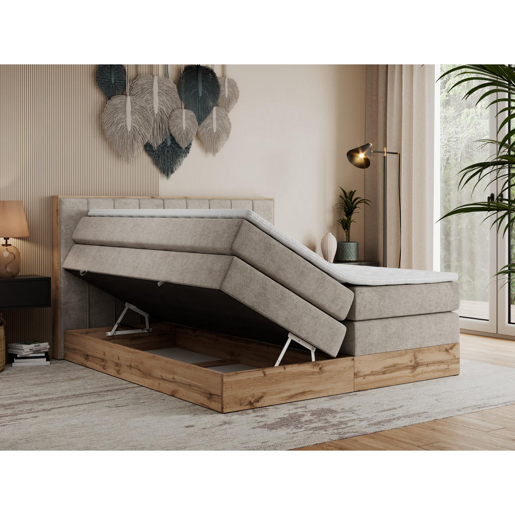 Thumbnail - MKS Boxspringbett, Beige, Textil, 2-Sitzer, H4, Rechteckig, 140x200 cm, Schlafzimmer, Betten, Boxspringbetten