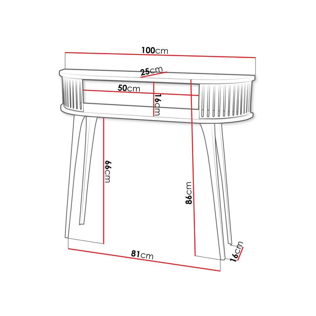 Thumbnail - Mirjan24 Konsolentisch, Weiß, Messing, Holzwerkstoff, Metall, Oval,Oval, 25x86x100 cm, Wohnzimmer, Wohnzimmertische, Kon...