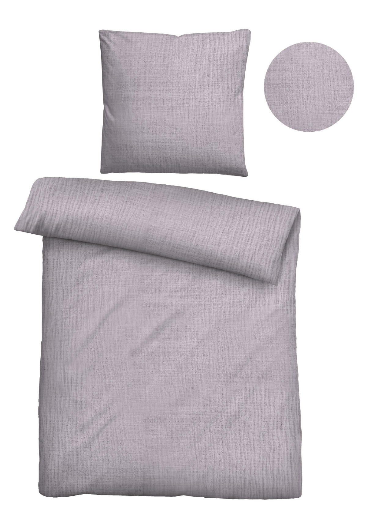 BETTWÄSCHE-GARNITUR Musselin UNI flieder, 155x220 cm + 80x80 cm - Flieder, Textil (155/220cm) - biberna