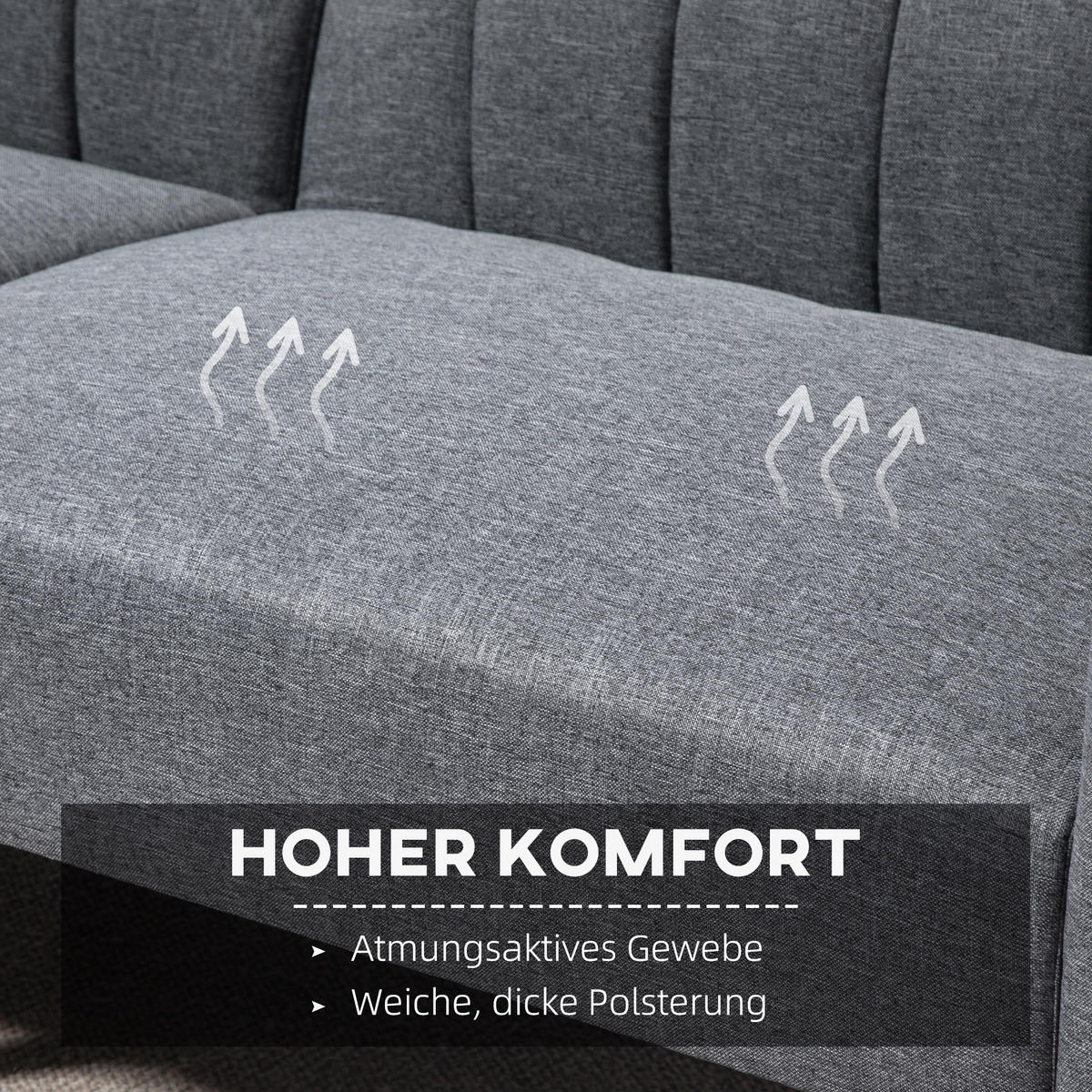 SCHLAFSOFA, Leinenartiges Polyester Grau - Grau, Kunststoff (75/73/173cm) - HOMCOM
