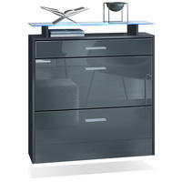 SCHUHSCHRANK Malea Fronten in Grau Hochglanz - Grau, Holzwerkstoff (89/96/23cm) - Vladon
