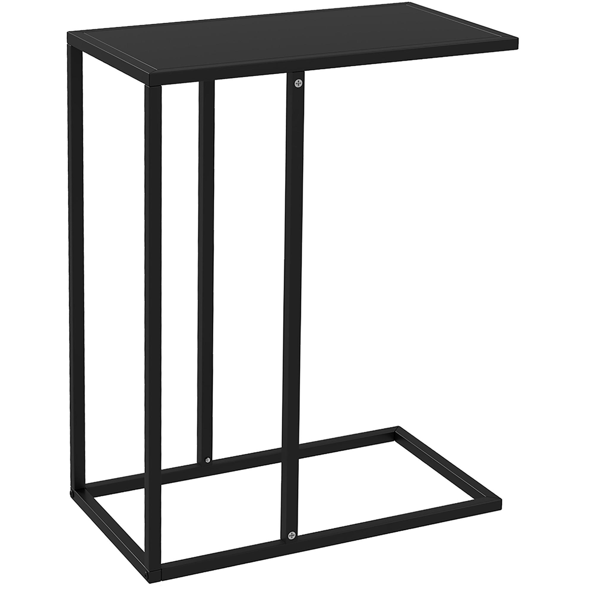 BEISTELLTISCH aus Stahl 46x26x60 cm Schwarz in C-Form, mit platzsparendem Design und stabiler Konstruktion - Schwarz, Metall (26/46/60cm) - Modfu