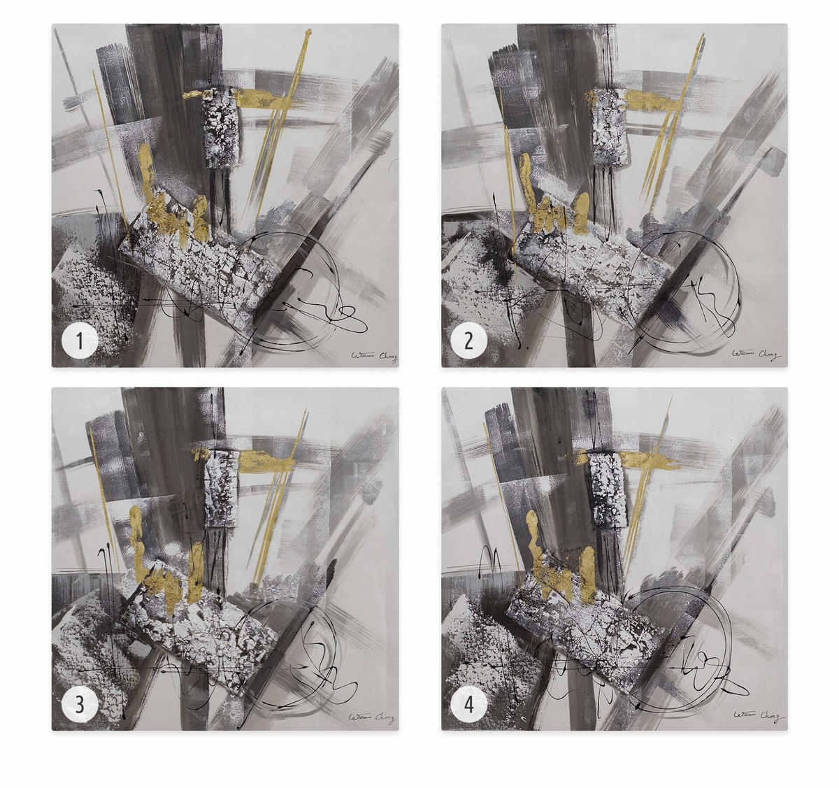 ACRYLBILD HANDGEMALT 60/60 cm - Grau, Holz/Textil (1.16/60cm) - KUNSTLOFT