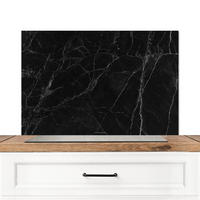 SPRITZSCHUTZ KÜCHE Schwarz - Marmor 80x55 cm - Schwarz, Metall (80/0.3/55cm) - MuchoWow