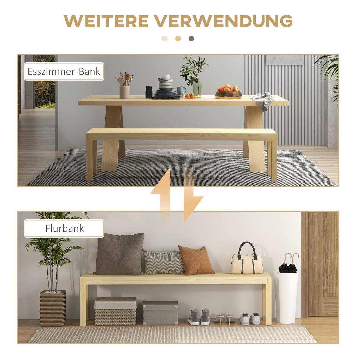 SITZBANK Naturfarben 175.0/33.0/45.0 cm - Naturfarben, Holz (33/45/175cm)
