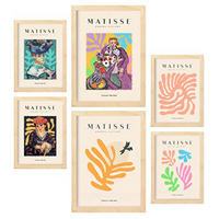 POSTER Set Mit 6 Henri Matisse Feminin Drucke Des Fauvismus Und Der Abstrakten Kunst Für Innenarchitektur A3 & A4 Rahmen Aus Hellem Holz - Beige, Papier (29/3cm) - Nacnic