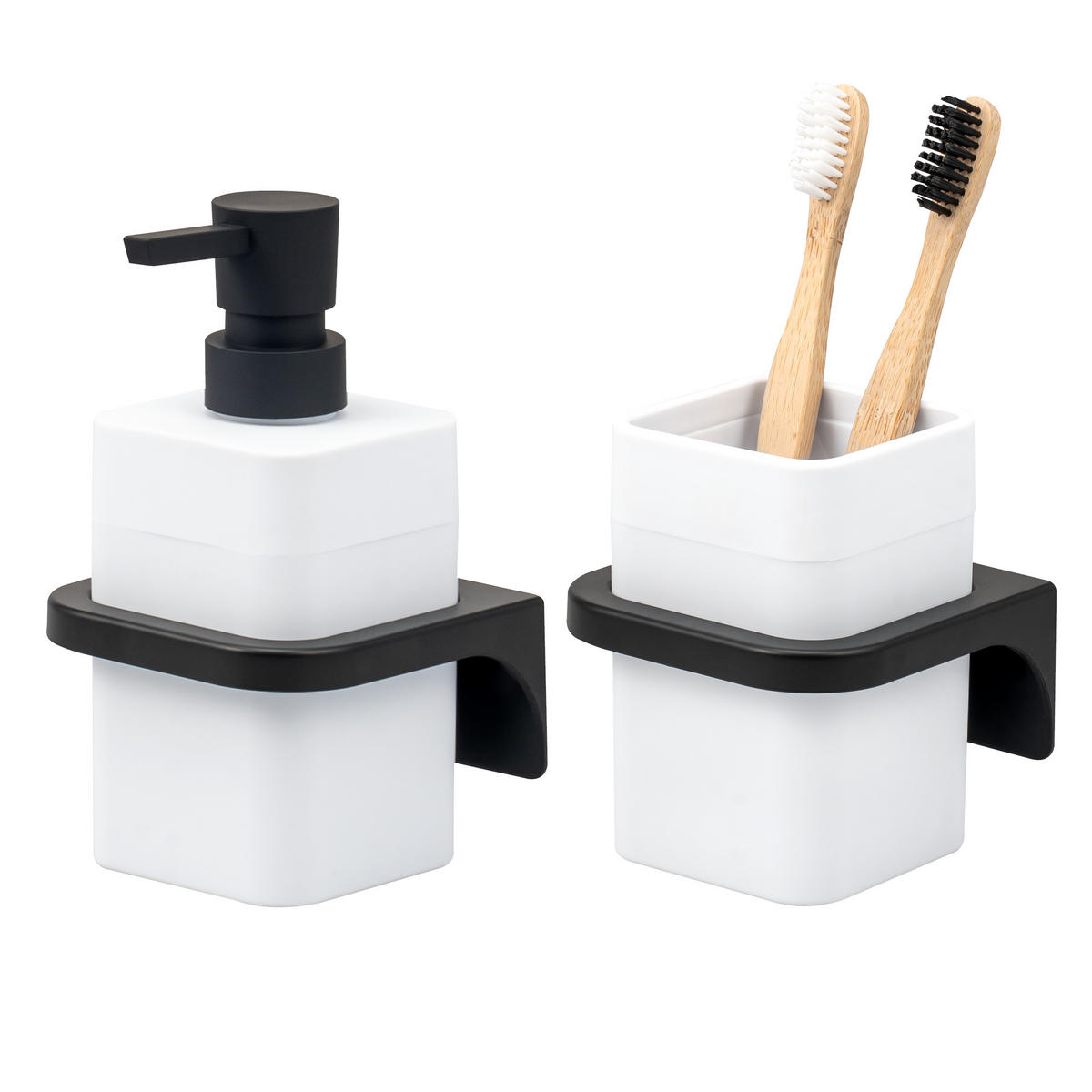 BADACCESSOIRESET SAVONA Softtouch (2er-Set) - Weiß, Kunststoff (7/15.5/8.5cm) - bremermann