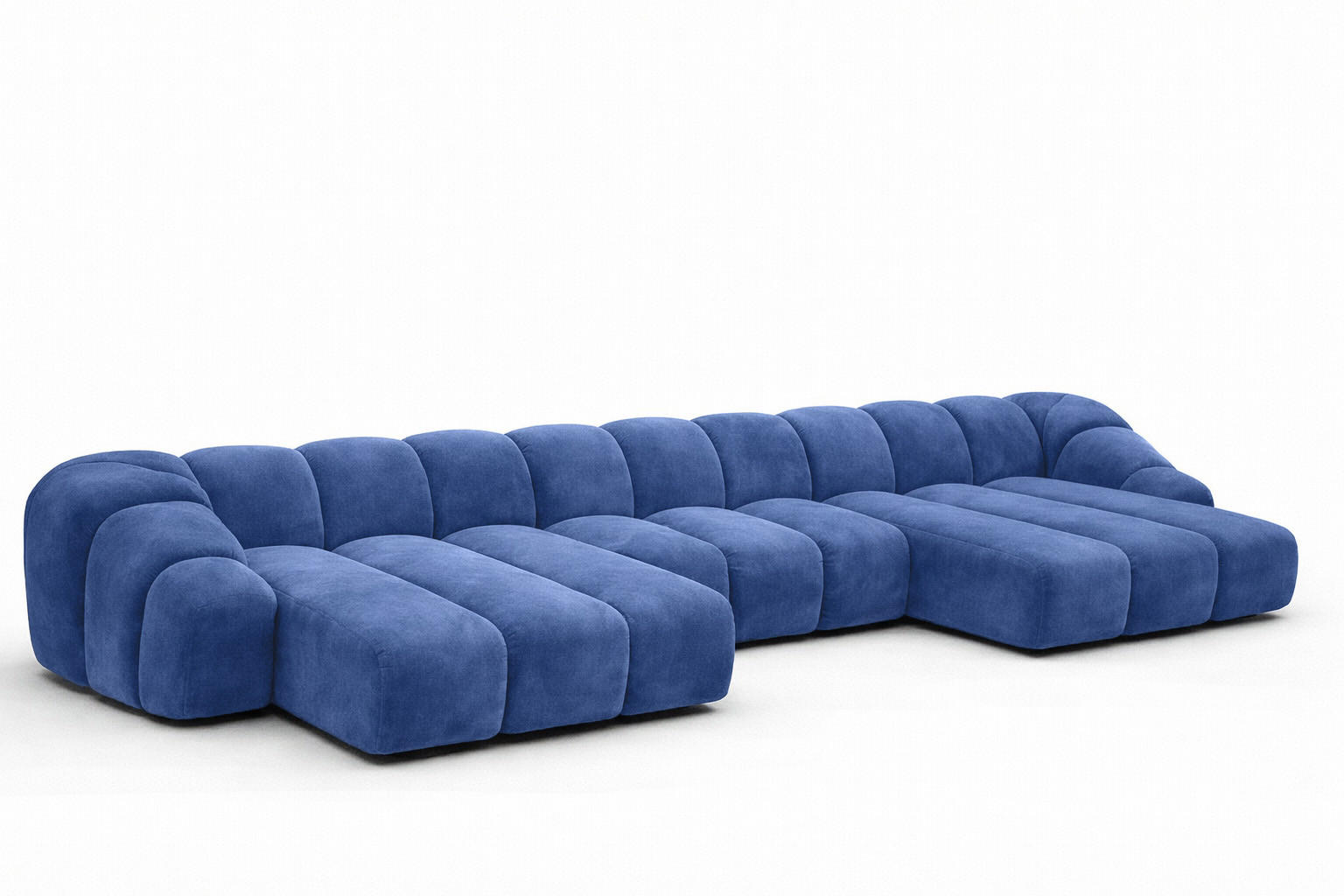 ECKSOFA Modulare U-Form, Veloursstoff Bluvel, Tintenblau, CROISSANT U - Blau, Holz (413/72/190cm) - Kaiser Möbel