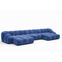 ECKSOFA Modulare U-Form, Veloursstoff Bluvel, Tintenblau, CROISSANT U - Blau, Holz (413/72/190cm) - Kaiser Möbel