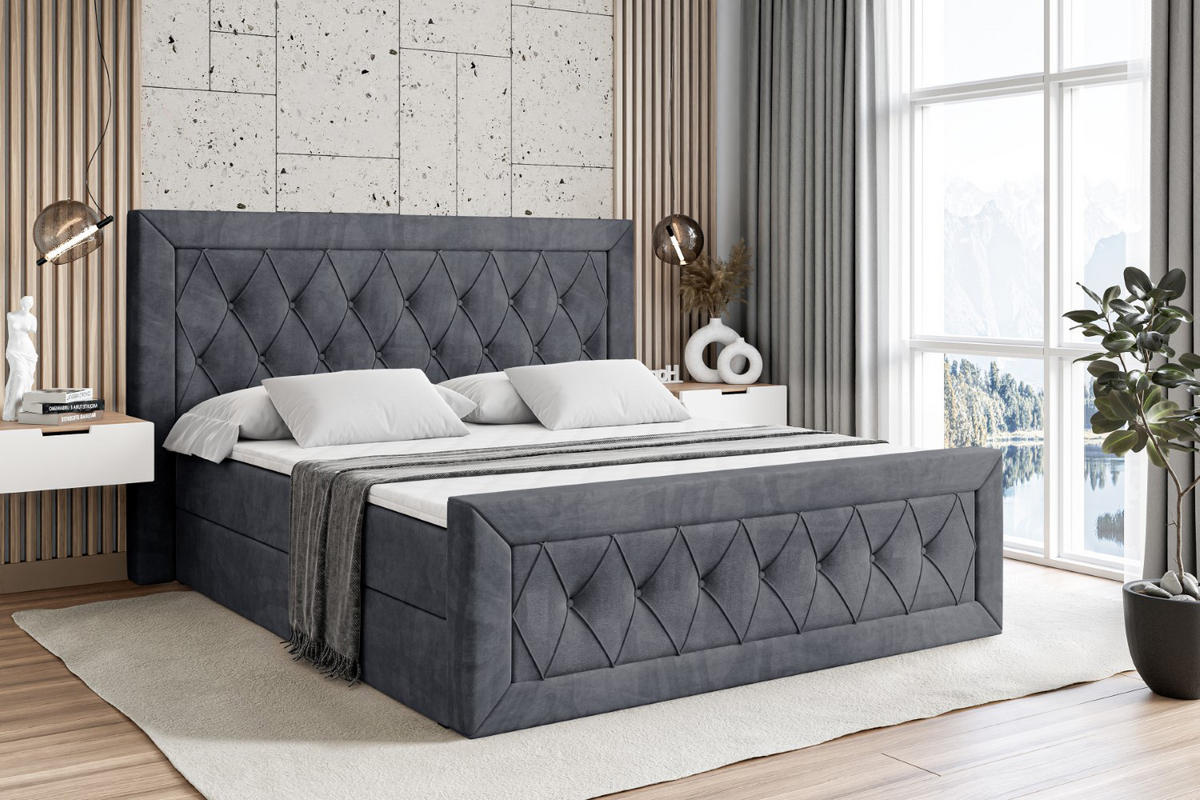 BOXBETT NOEL-Z - 120 x 200 - H3 - Dunkelgrau - Dunkelgrau, Holzwerkstoff (120/200cm) - ALTDECOR