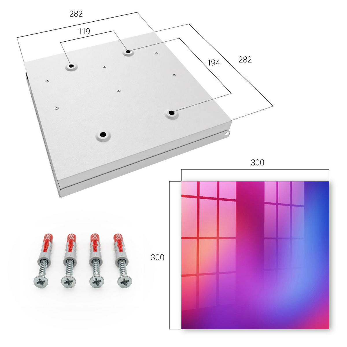 SCHLÜSSELBOX Weiß 30x30 cm – Türöffnung nach rechts - Farbenfrohe Freude - Lila, Metall (30/30/5cm) - TULUP