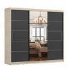 SCHWEBETÜRENSCHRANK ALBA Sonoma Eiche, Schwarz + Spiegel, ohne LED Beleuchtung 250 cm - Schwarz/Alufarben, Glas/Holzwerkstoff (250/218/61cm) - imoebel24