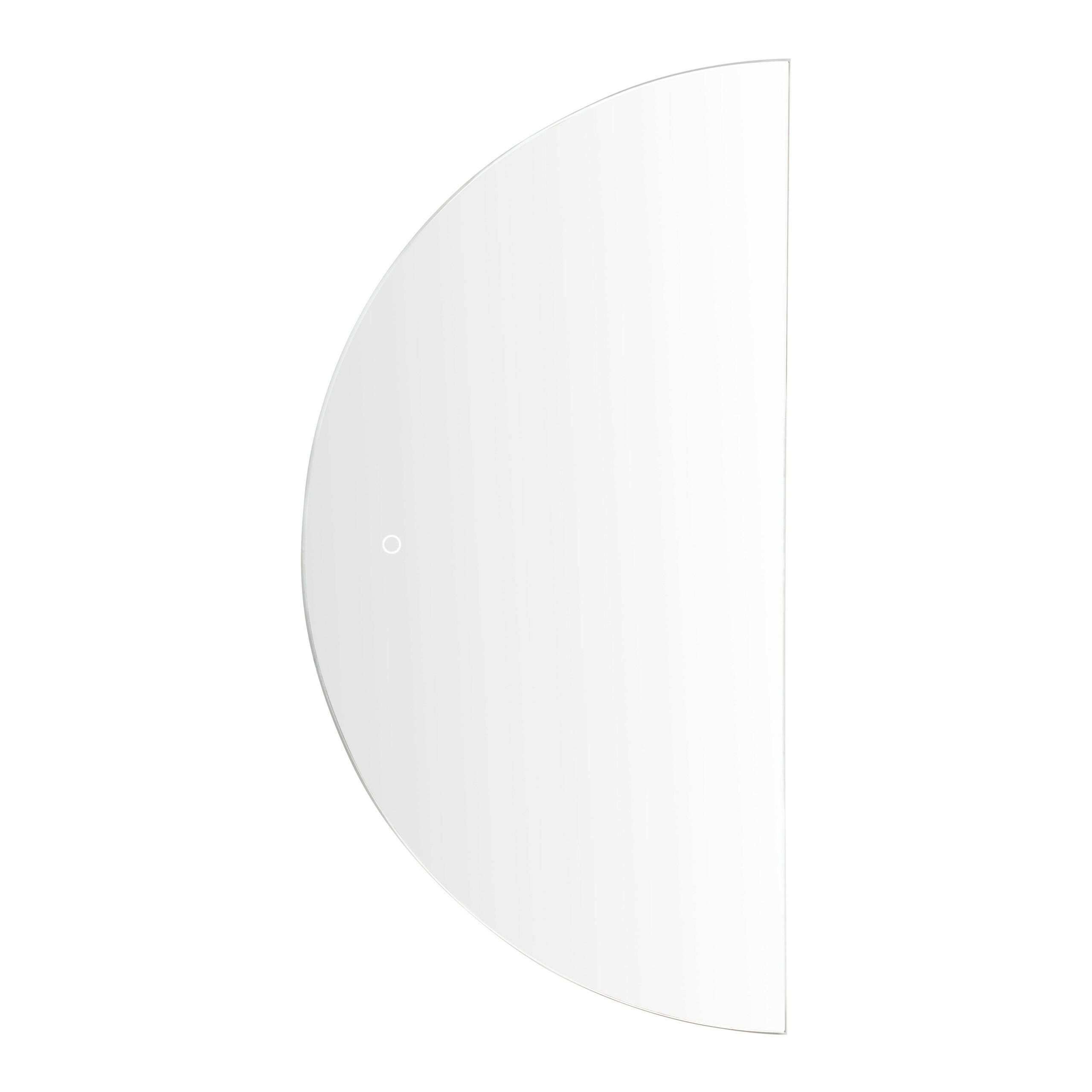 BADSPIEGEL mit LED-Beleuchtung halbrund 50/100 cm Loue - Silberfarben, Glas (50/100/4cm) - Beliani