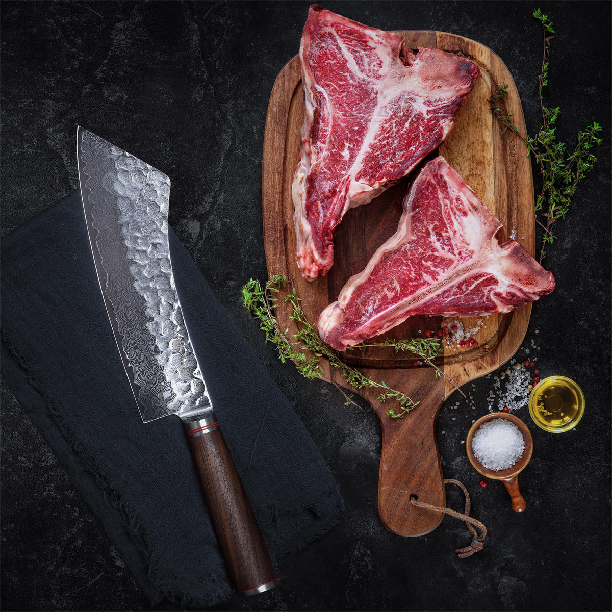 BLOCKMESSER 23,5 cm - Nussbaumfarben, Holz/Metall (37cm) - Wakoli