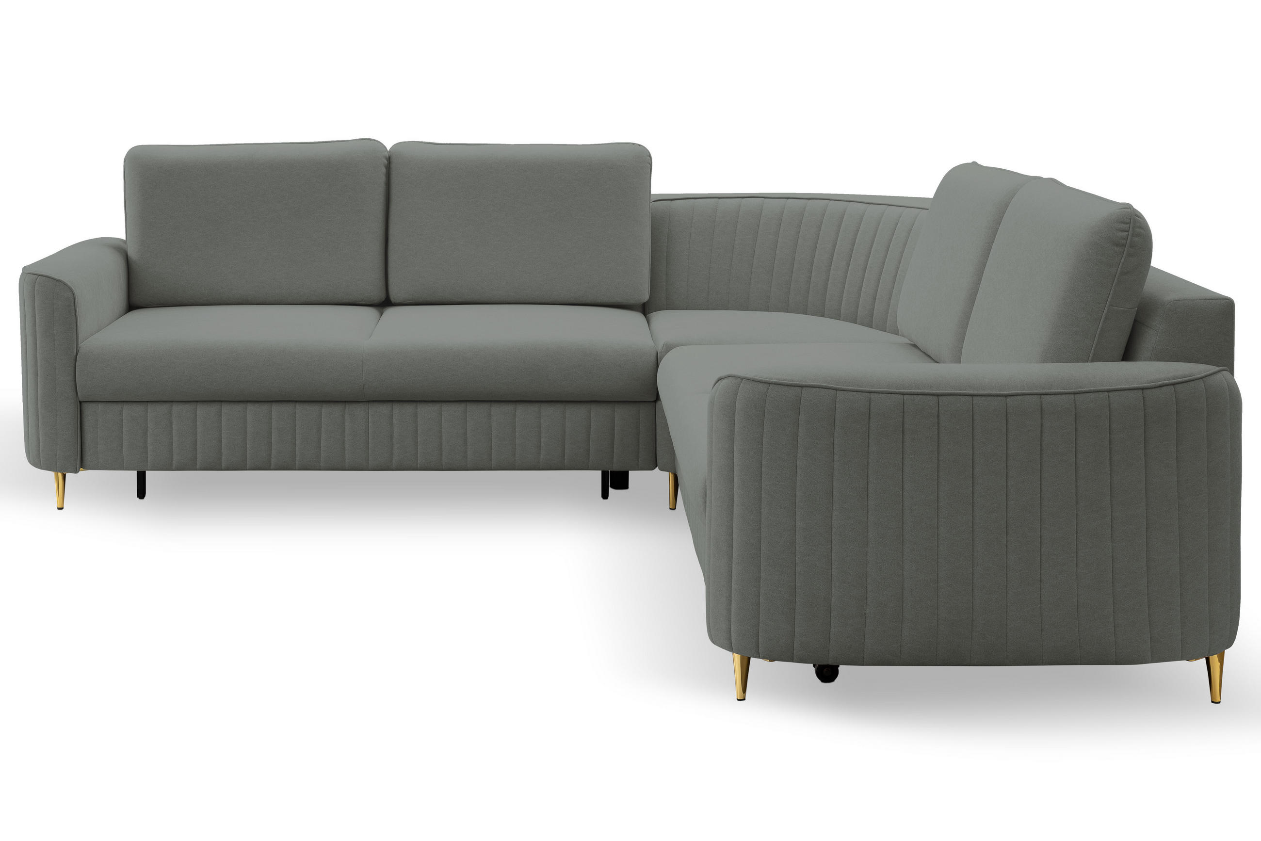 ECKSOFA LAREN, modernes Schlafsofa mit Stauraum, Plastikfüße, L-förmig, lose Rückenkissen freistehend, LINKS 251x252x85 cm Dark grey - Dunkelgrau, Holz/Textil (251/252cm) - DomoHome