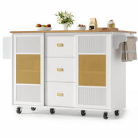 KÜCHENINSEL 146,85/90/70 cm Weiß aus MDF und Metall mit Klapptisch und Rollen - Weiß, Holzwerkstoff (70/90/146.85cm) - OKMYHOME