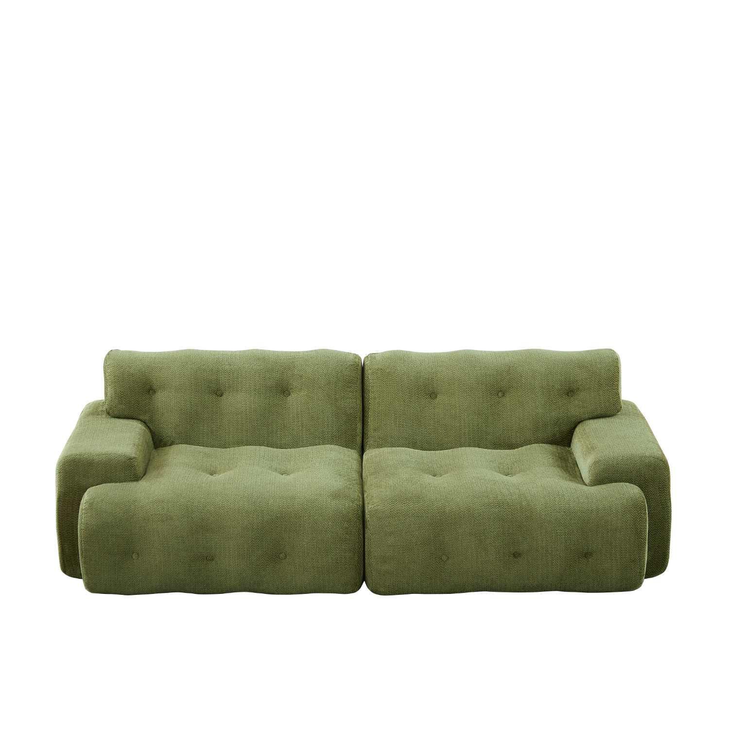 Modfu MODULÁRNÍ pohovka z chenillu 224x104x66 cm zelená bez montáže se širokými područkami a hlubokým sedákem