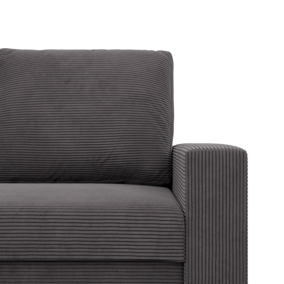 SOFA 2-SITZER MIT SCHLAFFUNKTION NEO, Cord - Dunkelgrau - Grau, Textil (148/90/87cm) - Mebligo