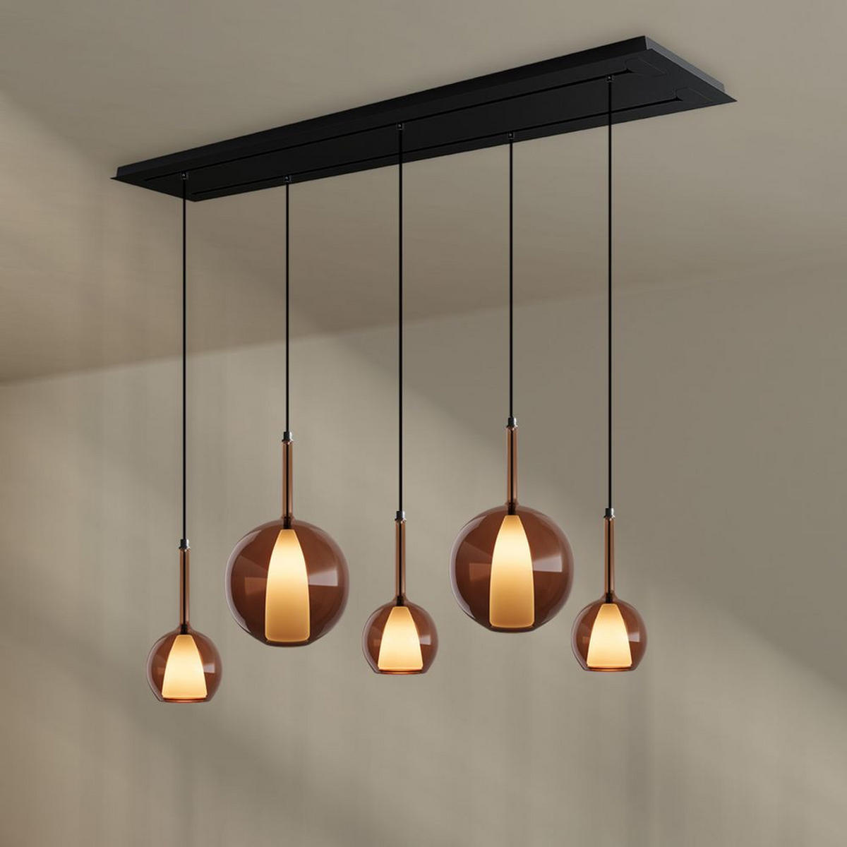 HÄNGELEUCHTE Belluna Rauch - Grau, Glas (24/24/45cm) - s.luce