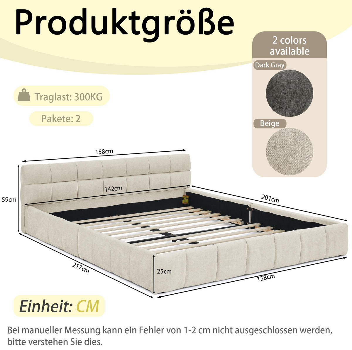 POLSTERBETT 140/200 cm Beige Chenille ohne Matratze - Beige, Textil (140/200cm) - MIVRAY