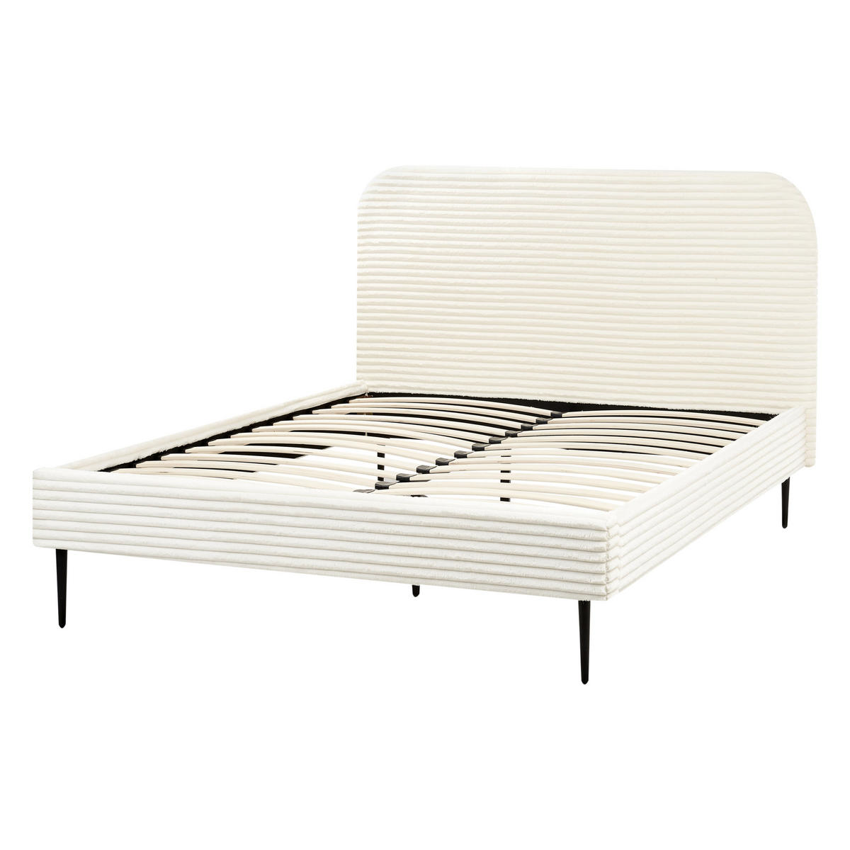 POLSTERBETT mit Lattenrost 140/200 cm Weiß Flayat - Creme, Textil (140/200cm) - Beliani