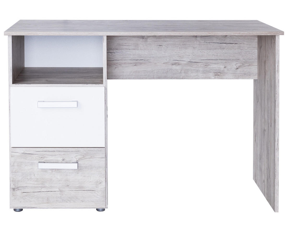 SCHREIBTISCH Bente mit 2 Schubkästen - Eichefarben/Weiß, Holzwerkstoff (115/77/60cm) - arthur berndt