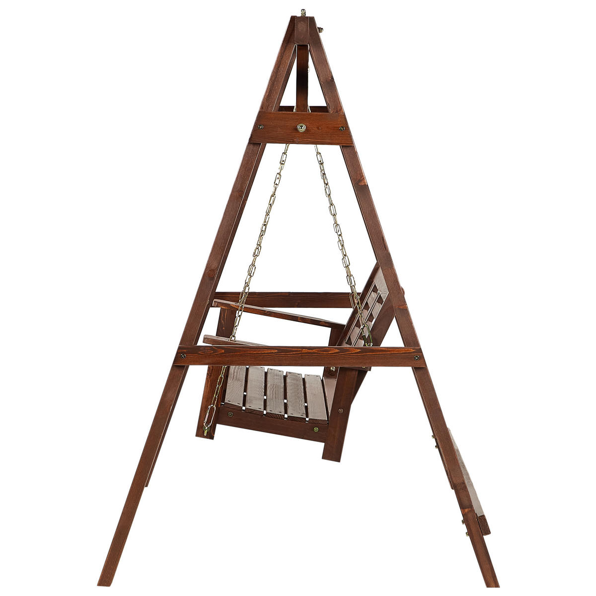 HOLLYWOODSCHAUKEL 2-Sitzer Dunkler Holzfarbton Nerito - Dunkelbraun, Holz (159/169/117cm) - Beliani