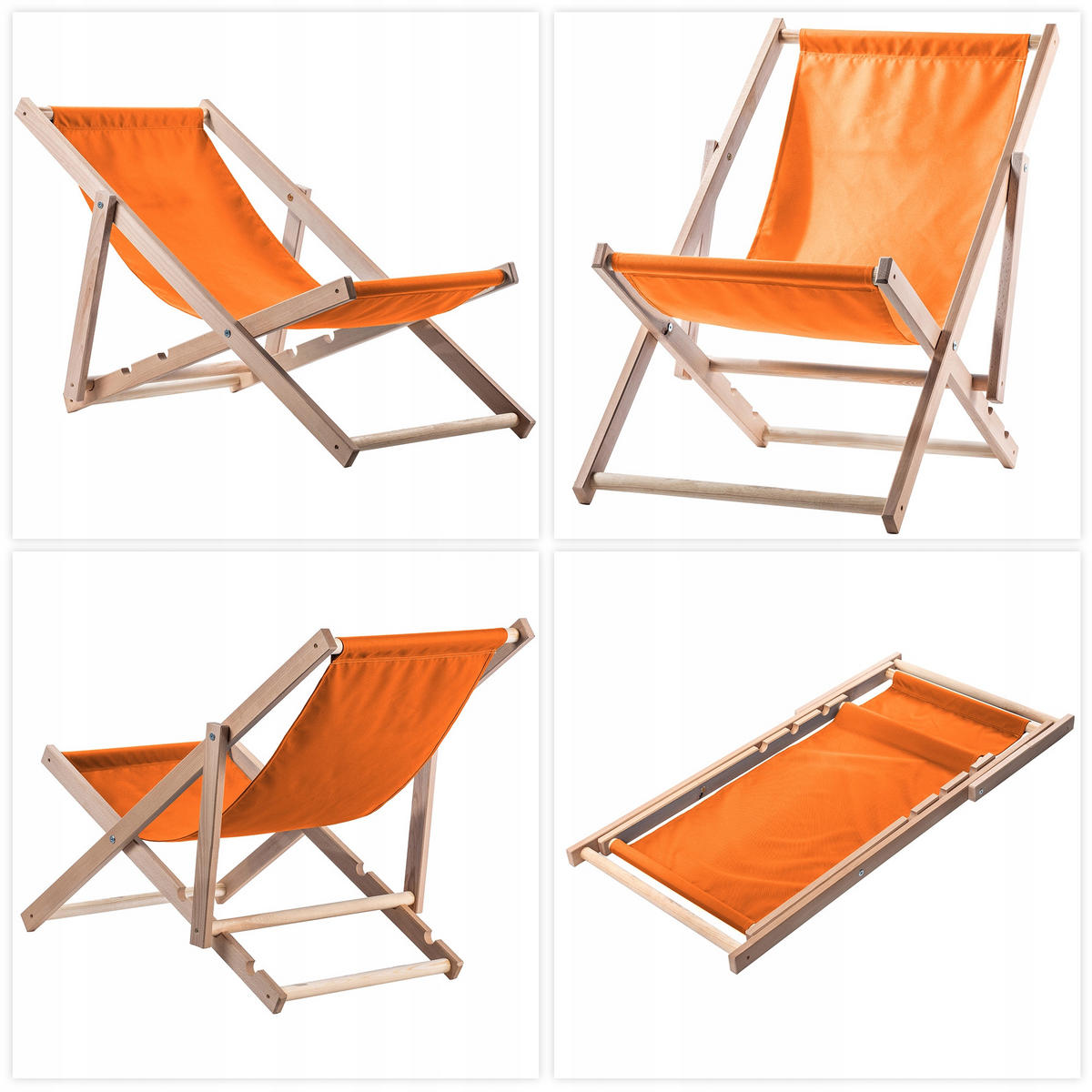 HOLZLIEGESTUHL 80 x 63 cm, Orange - Orange, Holz (53/78cm) - KADAX