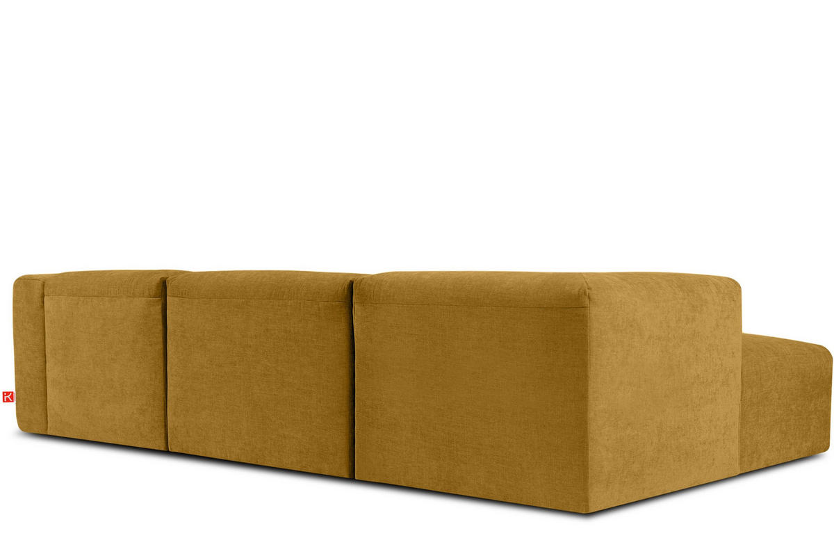 ECKMODULSOFA-LINKS BUFFO mit extrem weicher und bequemer Sitzfläche, Gewebestoff, Honig - Gelb, Textil (297/180cm) - KONSIMO®