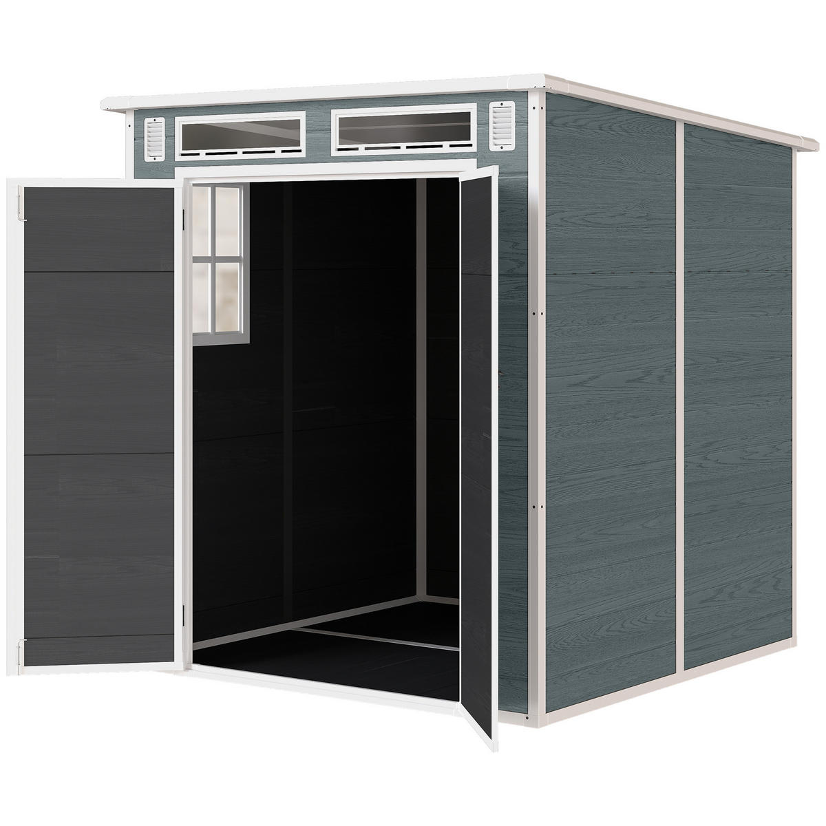GARTENHAUS 2, 89 m², Doppeltür, Belüftung, Boden, abschließbar 182 x 182 x 196 cm - Grau, Metall (182/196/182cm) - Vallsero