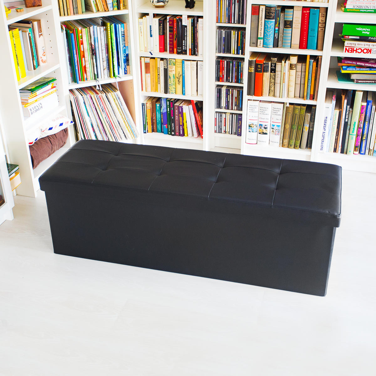 FALTBARE Sitzbank - Schwarz, Holzwerkstoff/Kunststoff (38/38/114cm) - Relaxdays