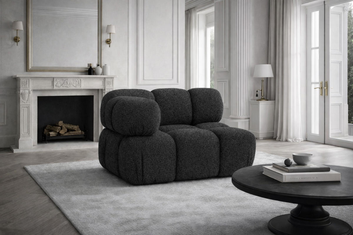 ECKMODUL, Für Modulares System, Stoff Abriamo, Graphit, Selia - Dunkelgrau, Holz (95/70/95cm) - Kaiser Möbel