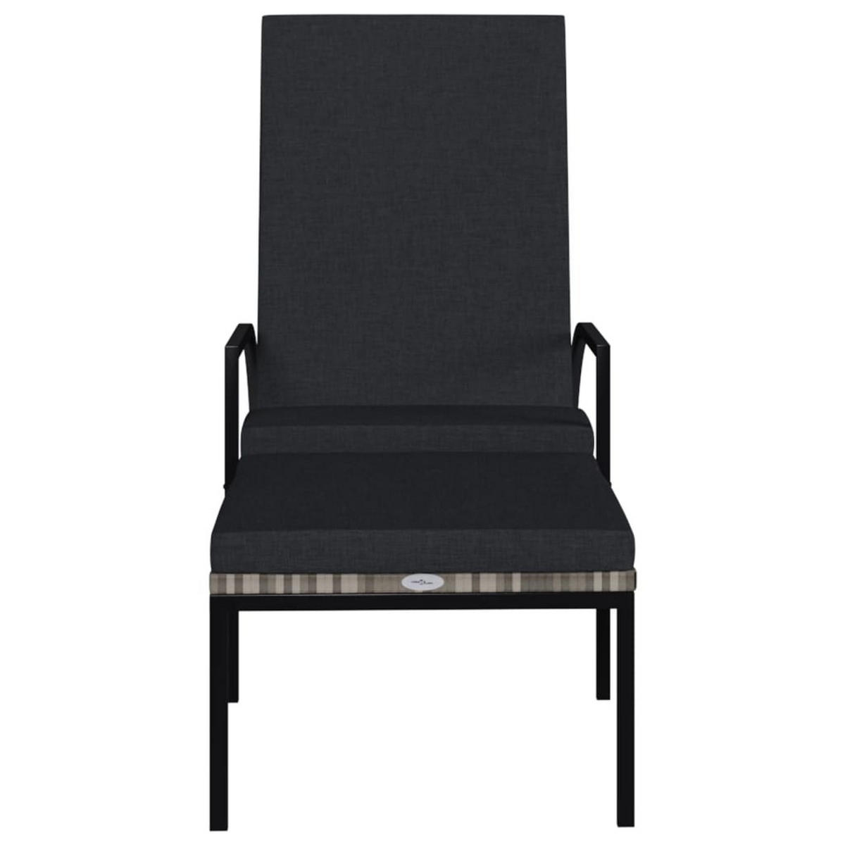 SONNENLIEGEN 2 Stk. mit Fußhocker PE-Rattan Grau - Grau, Kunststoff (60/102/195cm) - furnicato