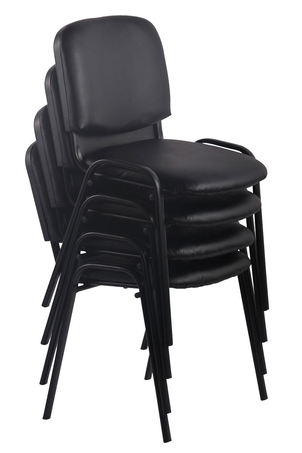 BESUCHERSTUHL 6er Set Lederlook grün - Schwarz/Grün, Textil/Metall (53/83/53cm) - CLP