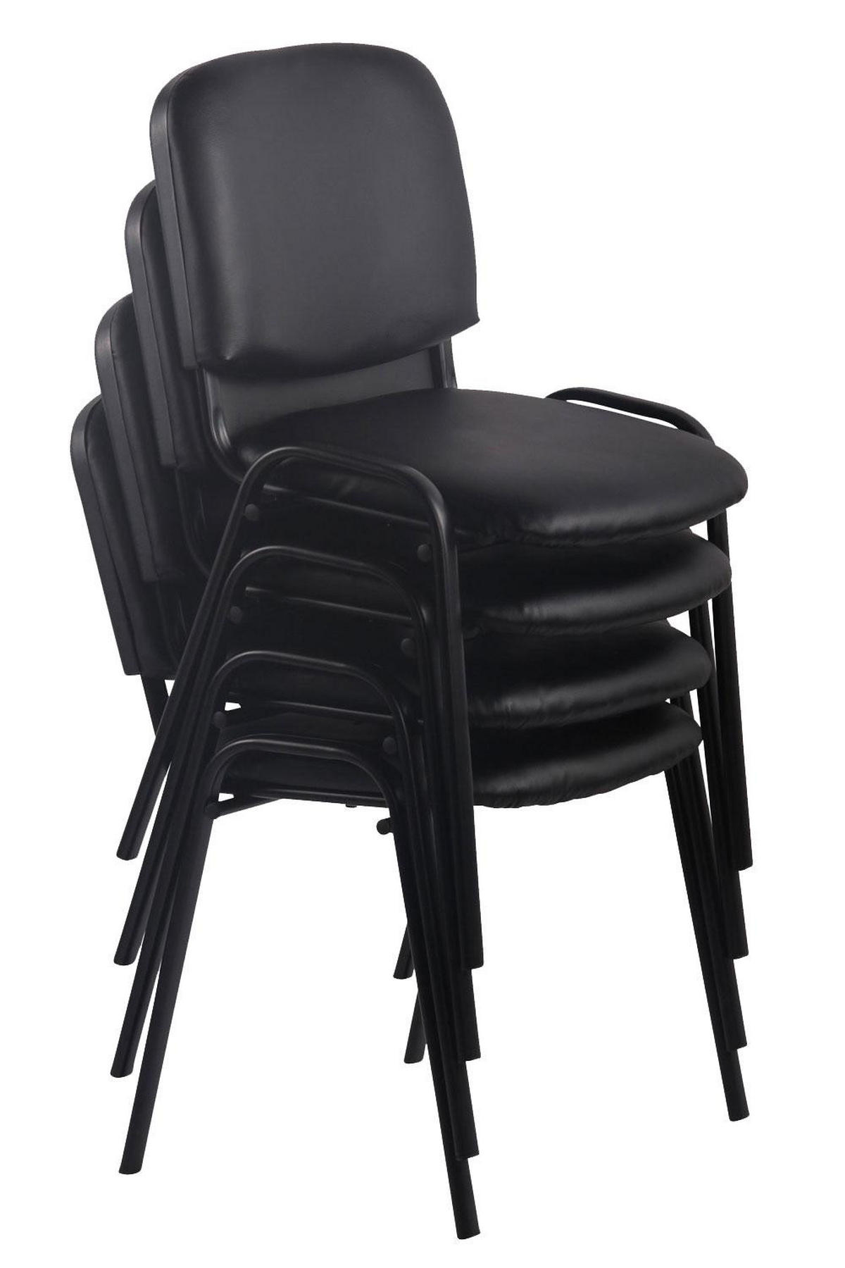 BESUCHERSTUHL 12er Set Lederlook creme - Creme/Schwarz, Textil/Metall (53/83/53cm) - CLP