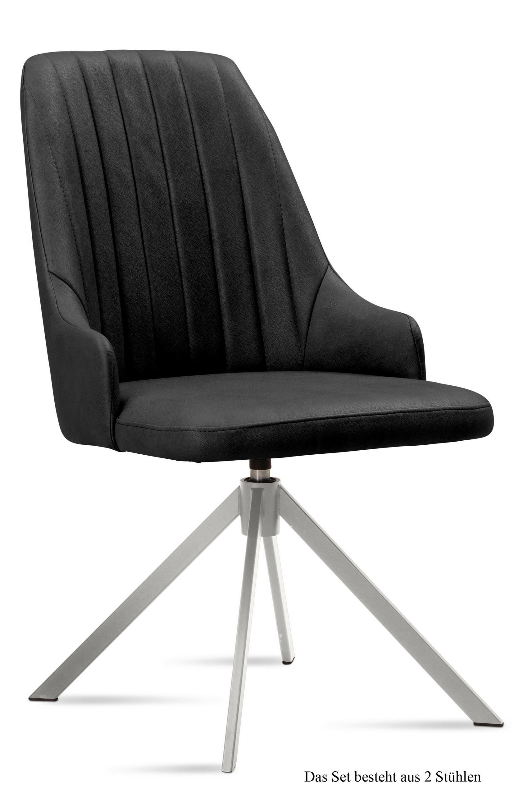 ESSZIMMERSTUHL drehbar (2er-Set) Davorka 52x91x60 Edelstahl/Anthrazit - Edelstahlfarben/Anthrazit, Kunststoff (60/91/52cm) - 58aufmkessel