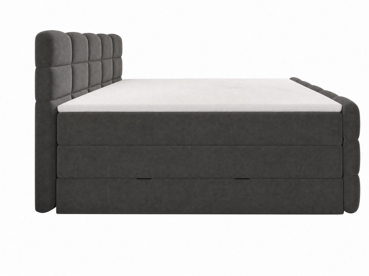 BOXSPRINGBETT Carenzo 2 Anthrazit 200/200 cm H2/H3 mit premium Topper - Anthrazit, Textil (200/200cm) - wonello