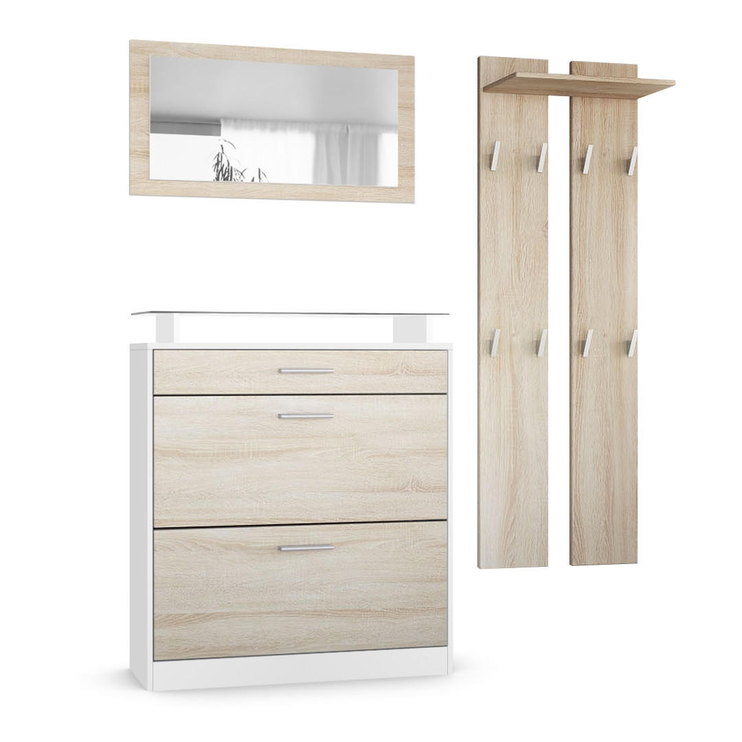 GARDEROBE Loret Front in Eiche sägerau - Eiche San Remo, Holzwerkstoff (180/200/23cm) - Vladon