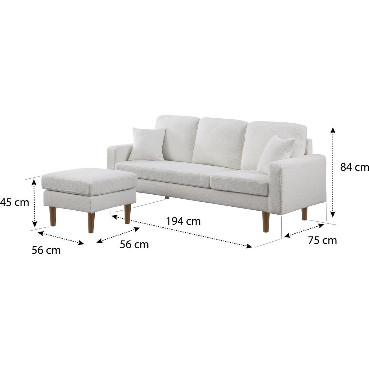 ECKSOFA gabby weiss - Weiß, Textil (75/194cm) - Habitat Garten