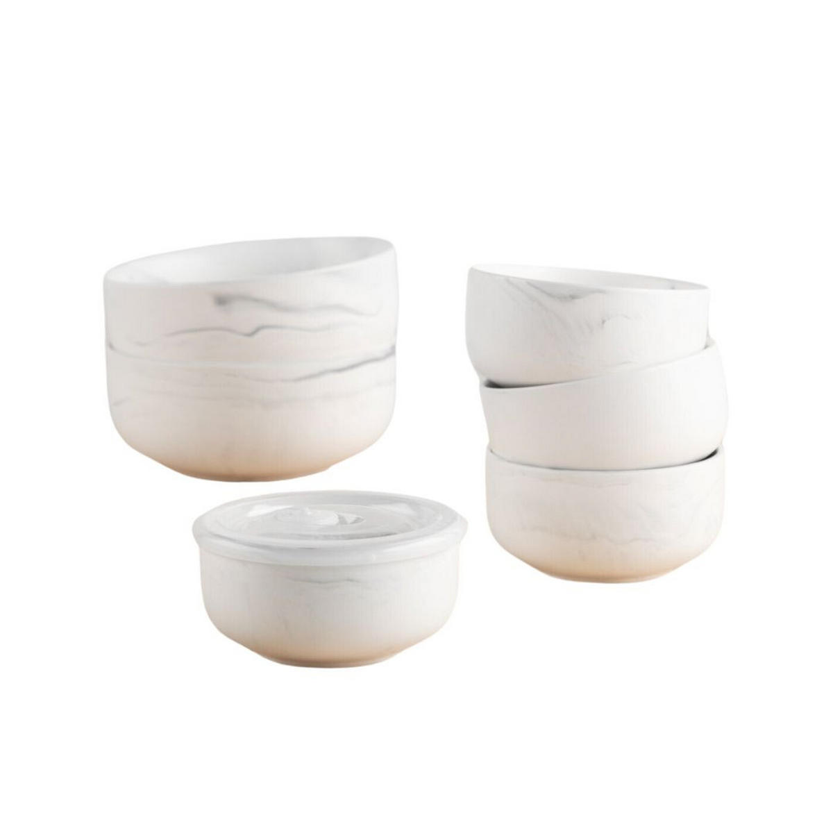 KERAMIKSCHALE mit Deckel Ø 13 cm - Weiß, Keramik (13cm)