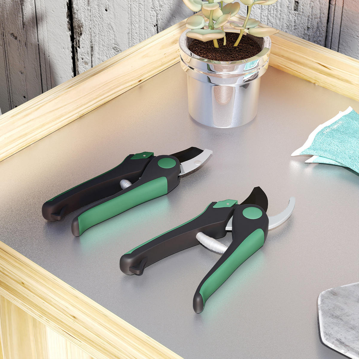 GARTENSCHERENSET 2-teilig aus Metall, Kunststoff Grün - Grün, Metall (6/2/21cm) - Outsunny