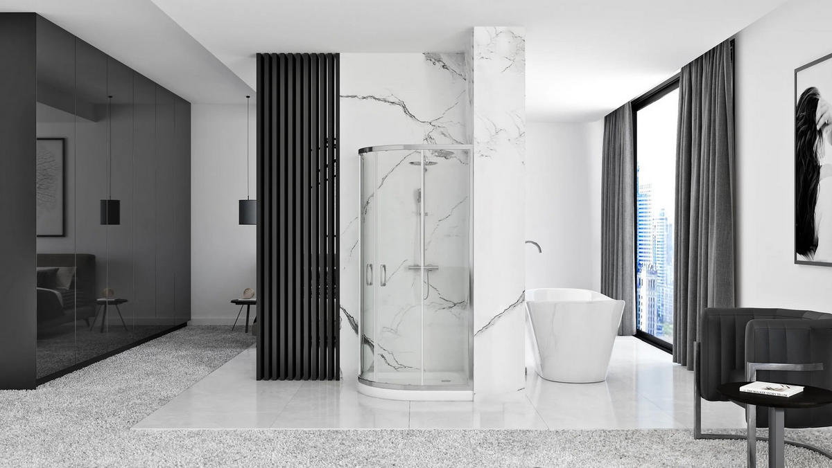 DUSCHKABINE Rea Look Chrome 80x80 Mit weißer Duschwanne Look - Chromfarben, Glas (80/80/190cm) - REA