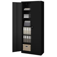 AKTENSCHRANK abschließbar KADO Flügeltüren 220x90x40cm Schwarz - Schwarz, Metall (90/220/40cm) - DELUKE