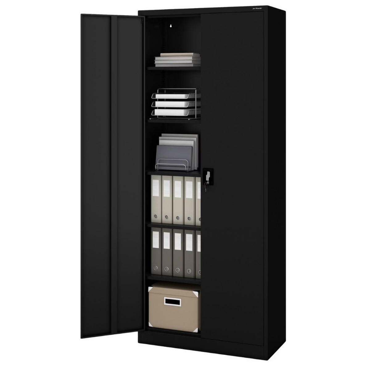 AKTENSCHRANK abschließbar KADO Flügeltüren 220x90x40cm Schwarz - Schwarz, Metall (90/220/40cm) - DELUKE