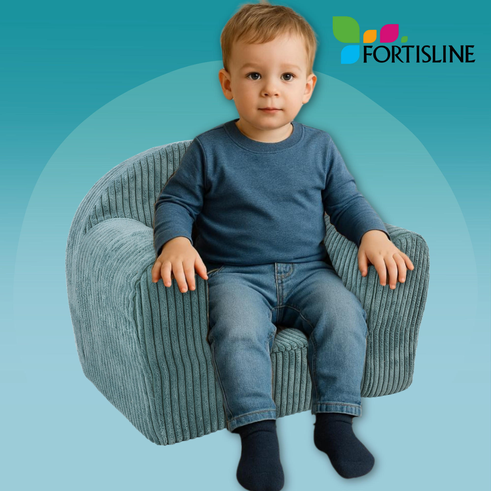 Thumbnail - Fortisline Kindersessel, Schwarz, Textil, Uni, Rund, 40x39x33 cm, Oeko-Tex® Standard 100, Kinder- & Jugendzimmer, Kinder...